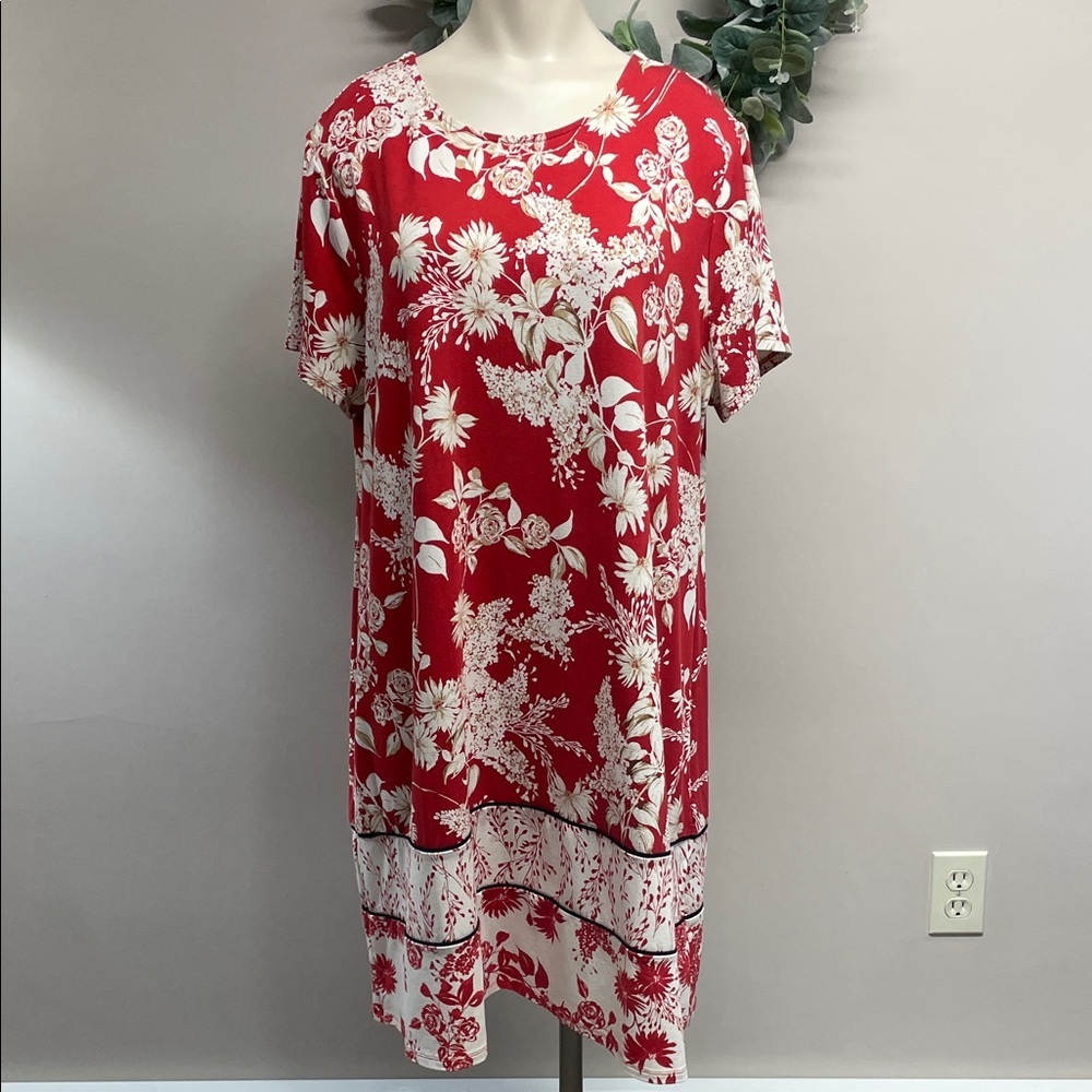 NWOT J. Jill Wearever Collection Perfect T-Shirt Dress Short Sleeve Floral XLP